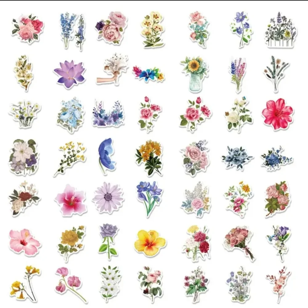 NEW 50 stickers vinyl flowers🌻🌹